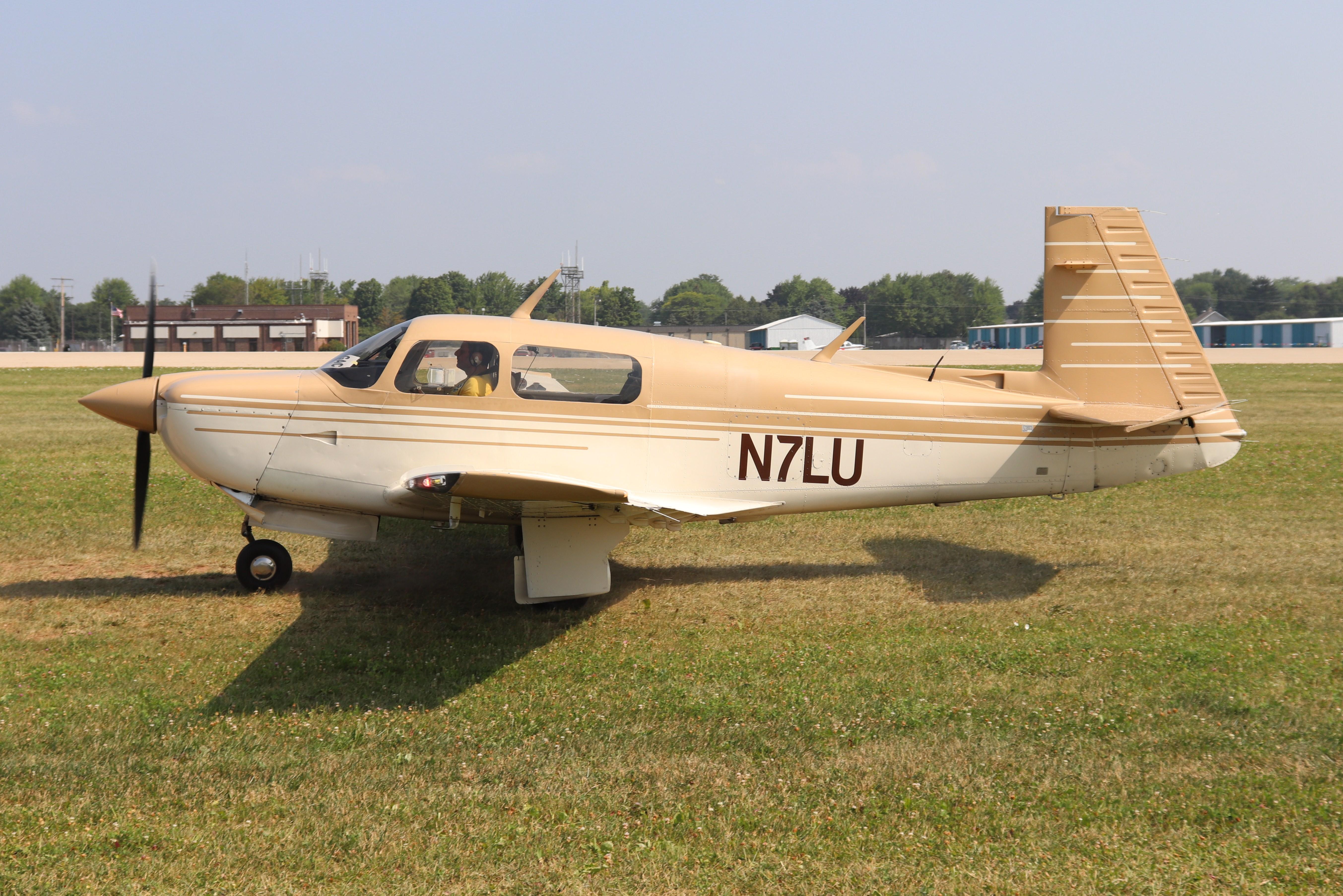 Aircraft N7LU, Mooney M20J, at KOSH, photo by MarkPasqualino