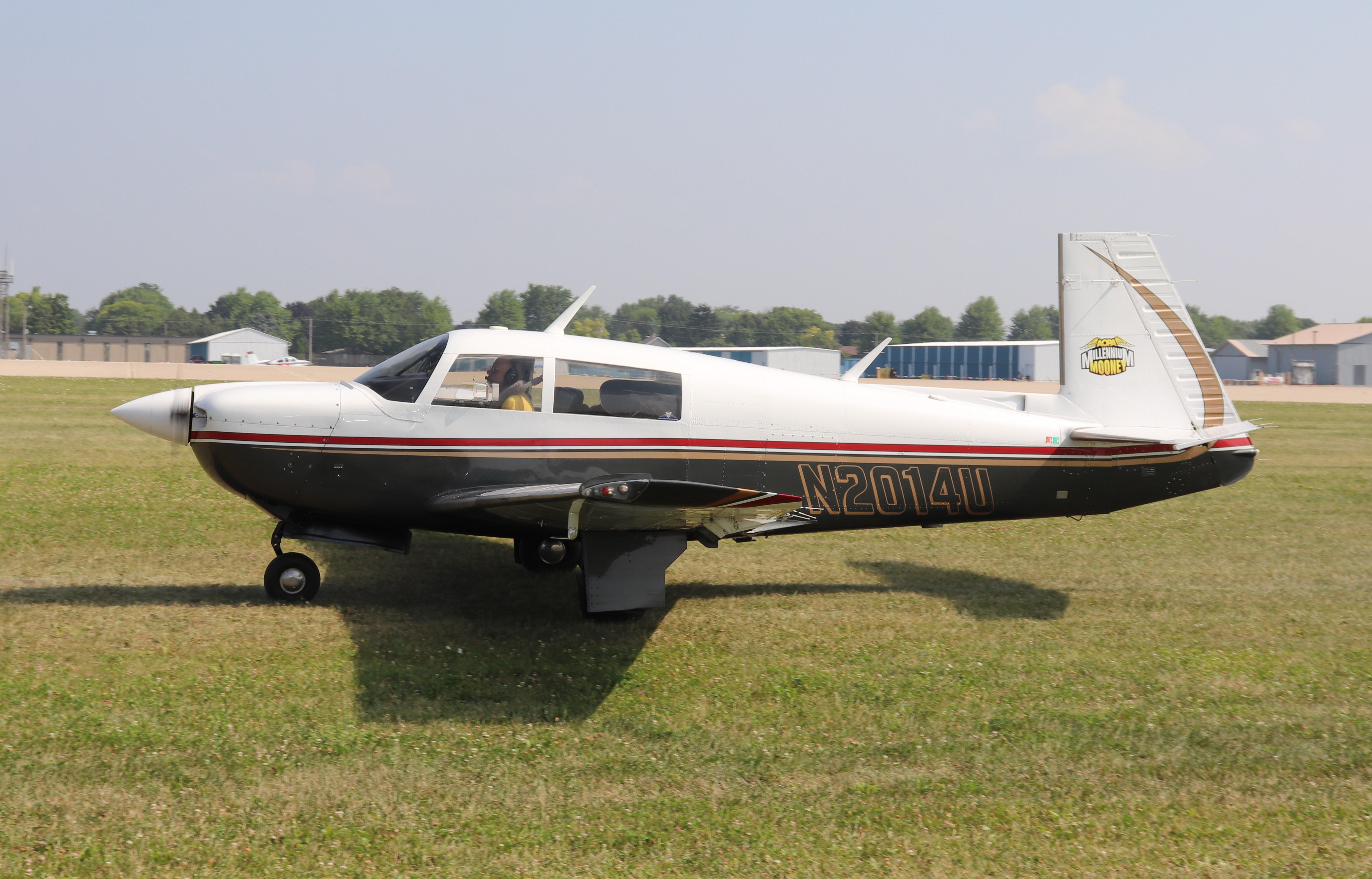 Aircraft N2014U, Mooney M20J, at KOSH, photo by MarkPasqualino