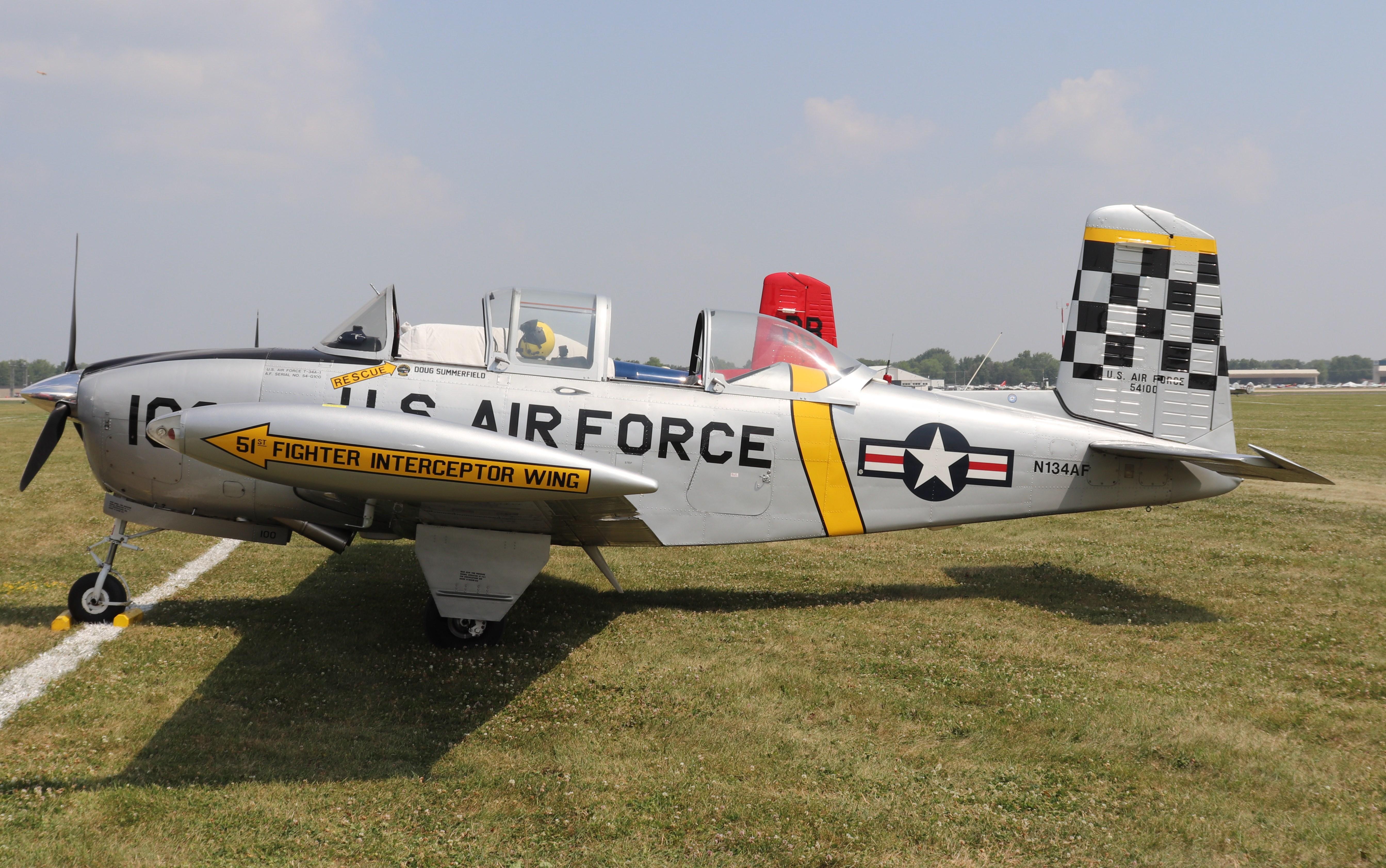 Aircraft N134AF, Beech T-34A, at KOSH, photo by MarkPasqualino