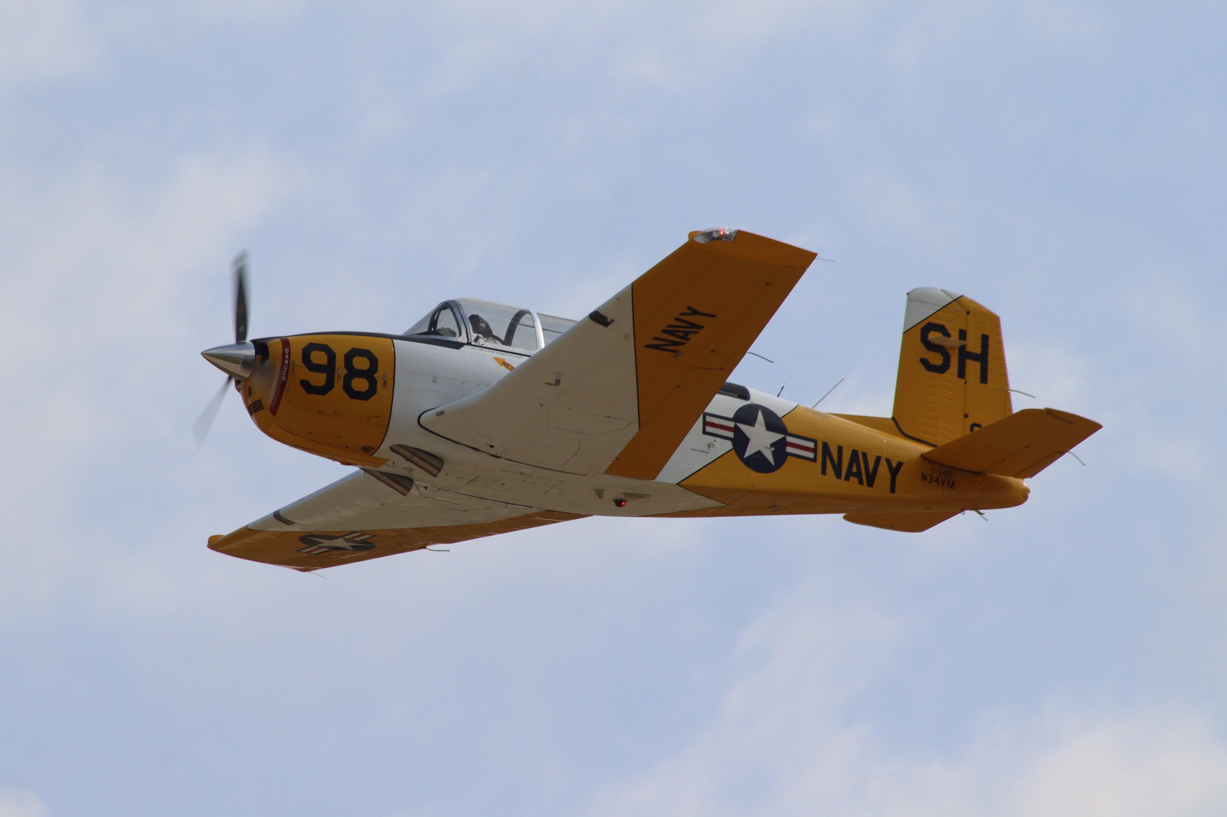 Aircraft N34VM, Beech T-34A, at KOSH, photo by MarkPasqualino