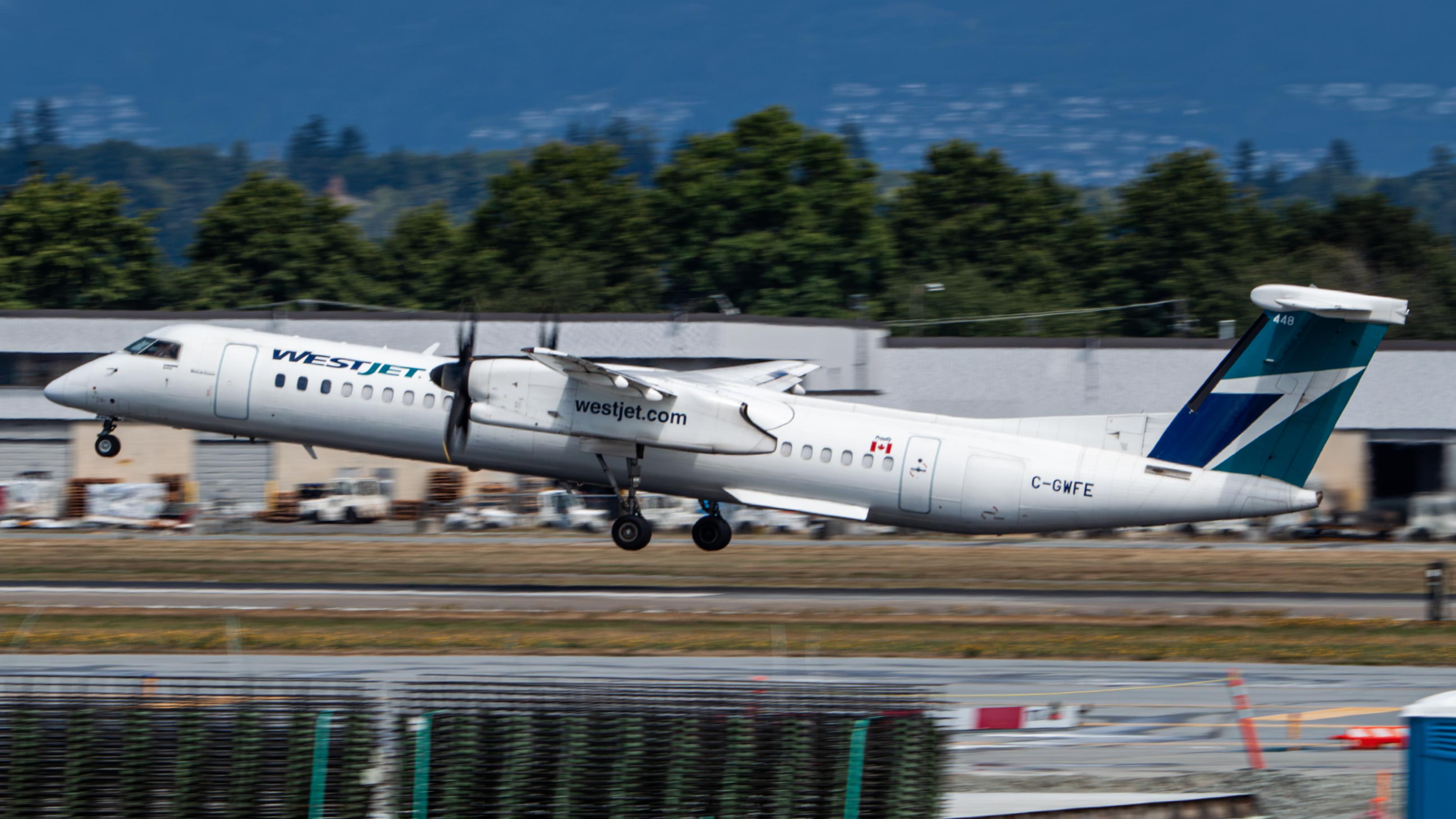 Aircraft C-GWFE, WestJet Encore Q400, at CYVR, photo by AviationLover50