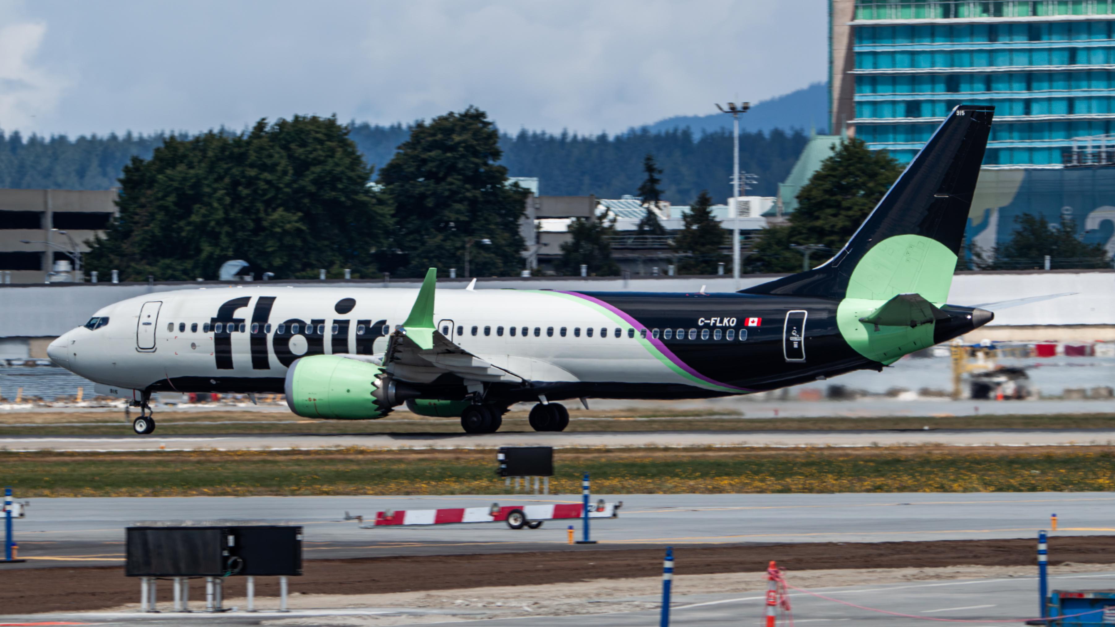 Aircraft C-FLKO, Flair MAX 8, at CYVR, photo by AviationLover50