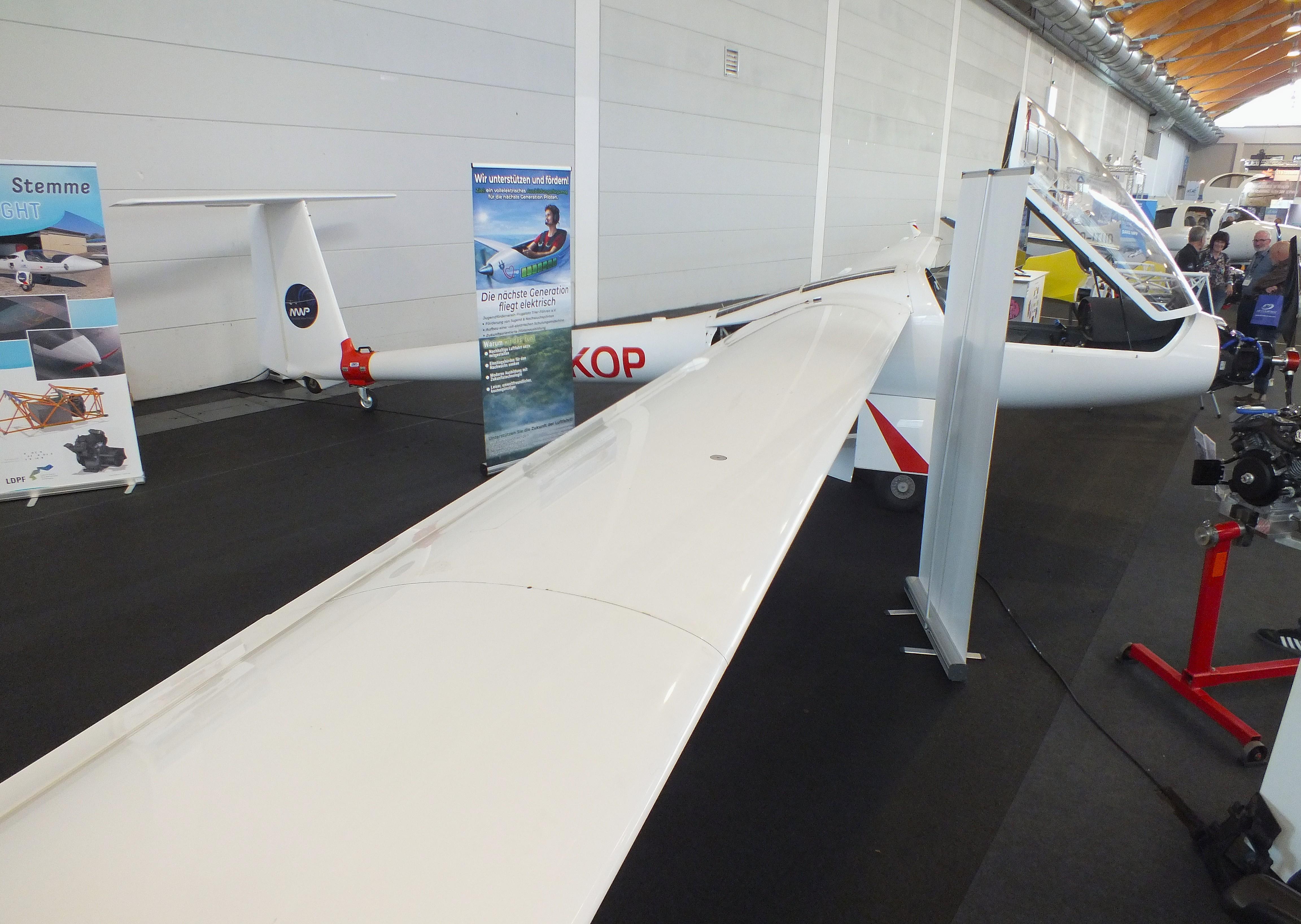 Aircraft D-KKOP, Stemme S-10VT converted to electric motor at the AERO 2026, Friedrichshafen, at EDNY, photo by iwarnecke