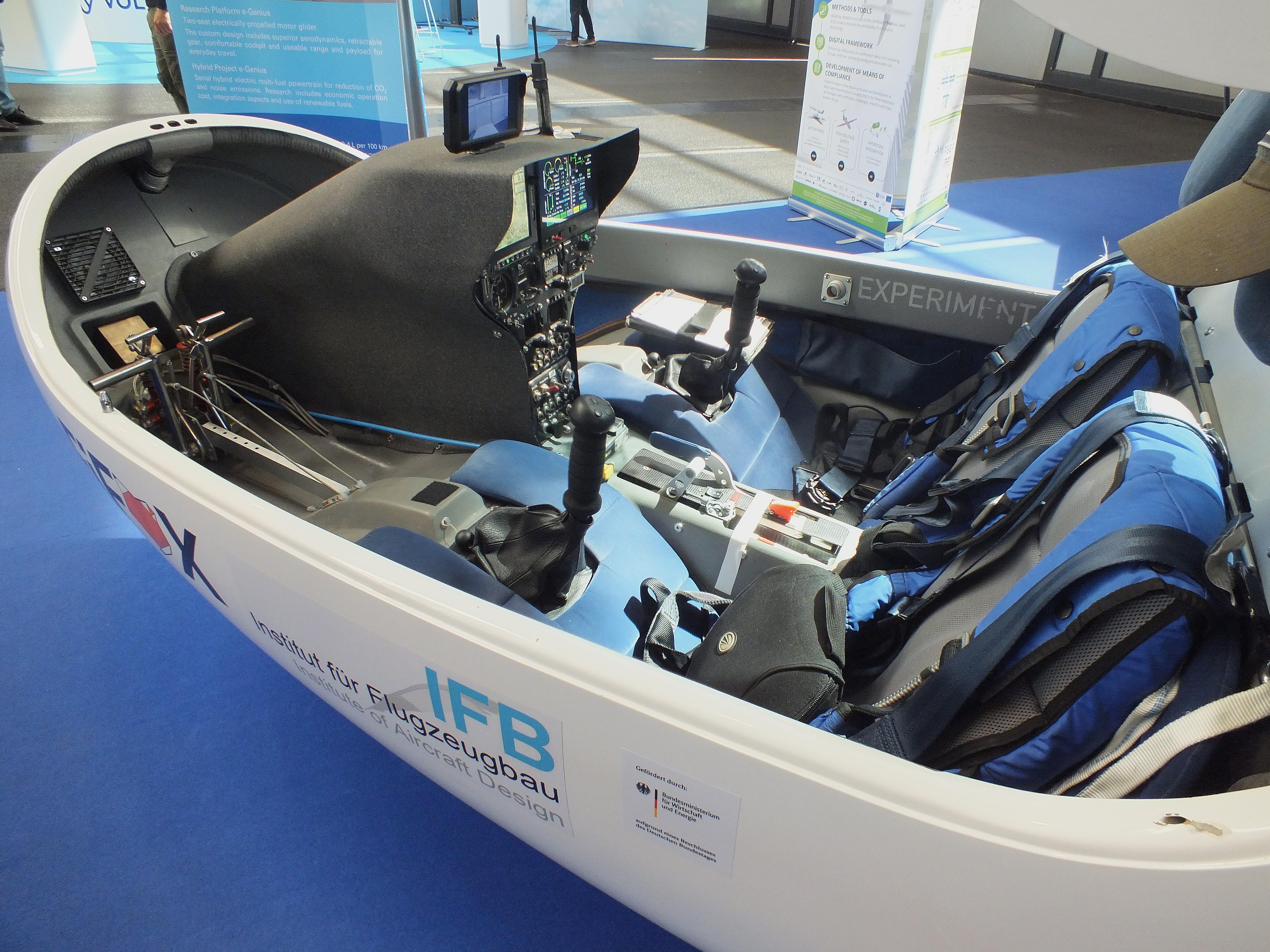 Aircraft D-KGEN, Akaflieg Stuttgart e-Genius hybrid powered by Mercedes-Benz OM660 diesel and an electric motor, at the AERO 2026, Friedrichshafen #c, at EDNY, photo by iwarnecke