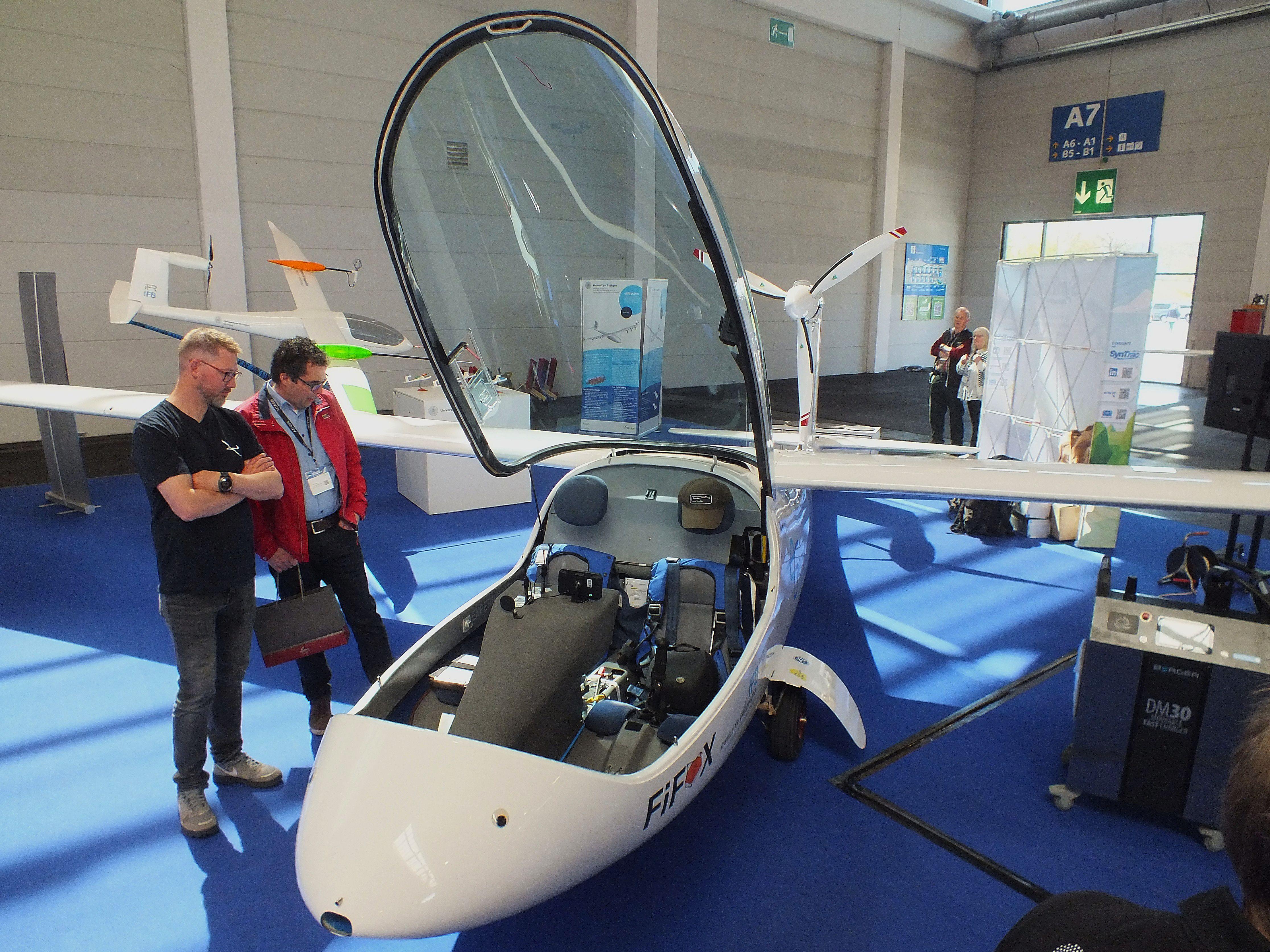 Aircraft D-KGEN, Akaflieg Stuttgart e-Genius hybrid powered by Mercedes-Benz OM660 diesel and an electric motor, at the AERO 2026, Friedrichshafen, at EDNY, photo by iwarnecke