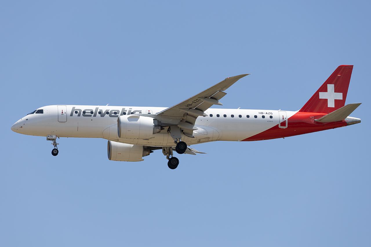 Aircraft HB-AZG, Helvetic EMB190E2, at LOWW, photo by Andy Graf