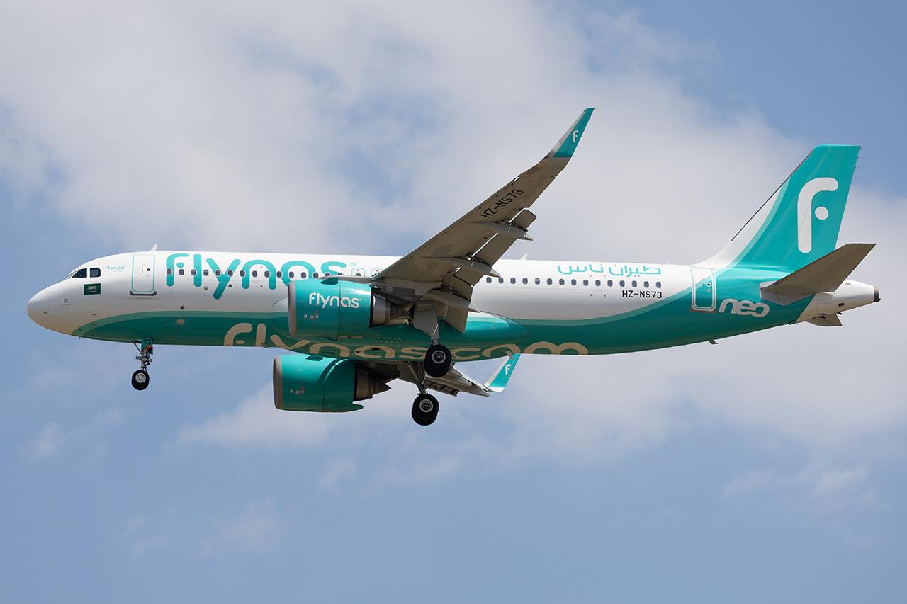 Aircraft HZ-NS73, FlyNas A320N, at LOWW, photo by Andy Graf