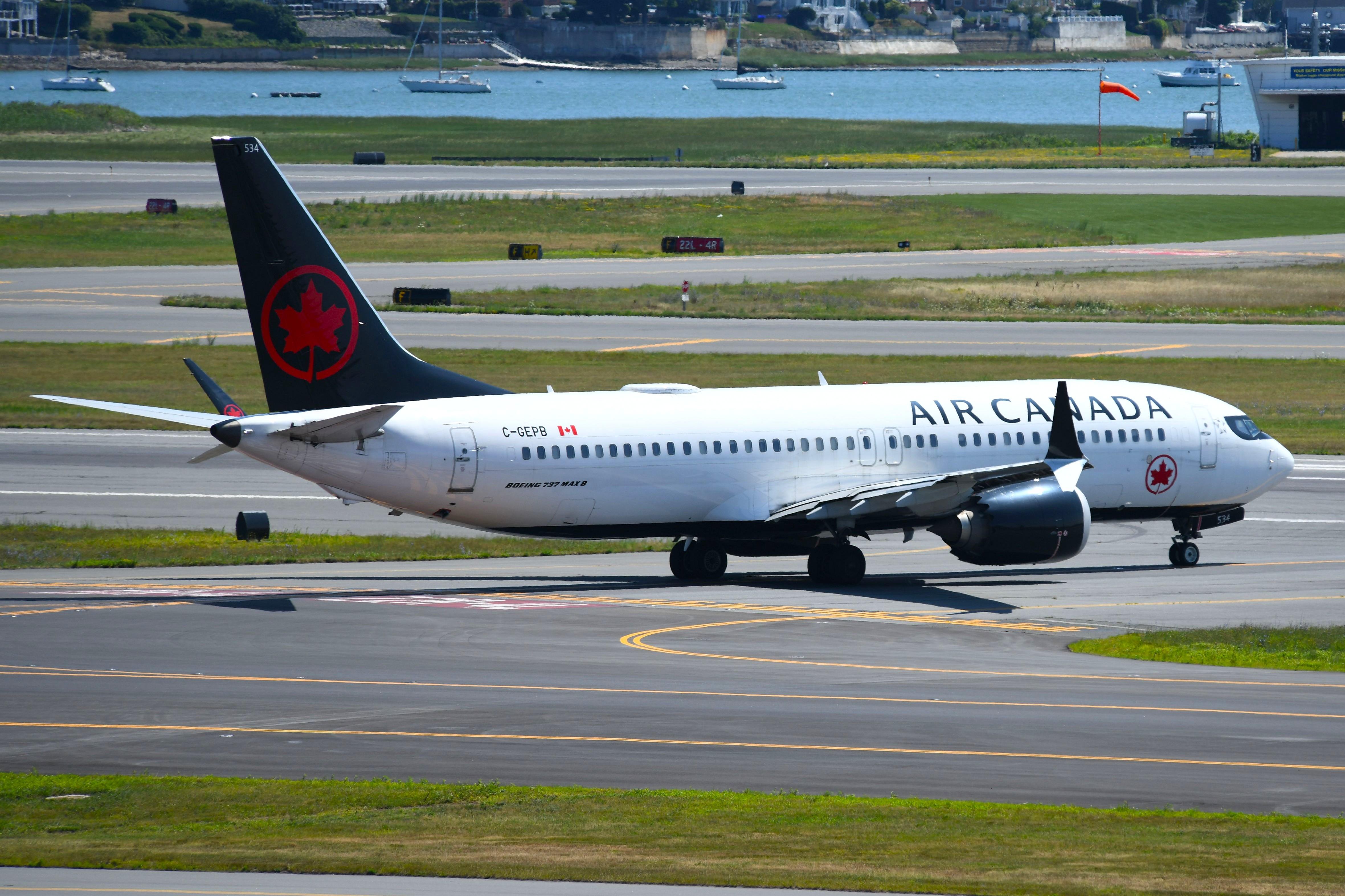 Aircraft C-GEPB, Air Canada B738M taxying to the runway, at KBOS, photo by FerryPNL