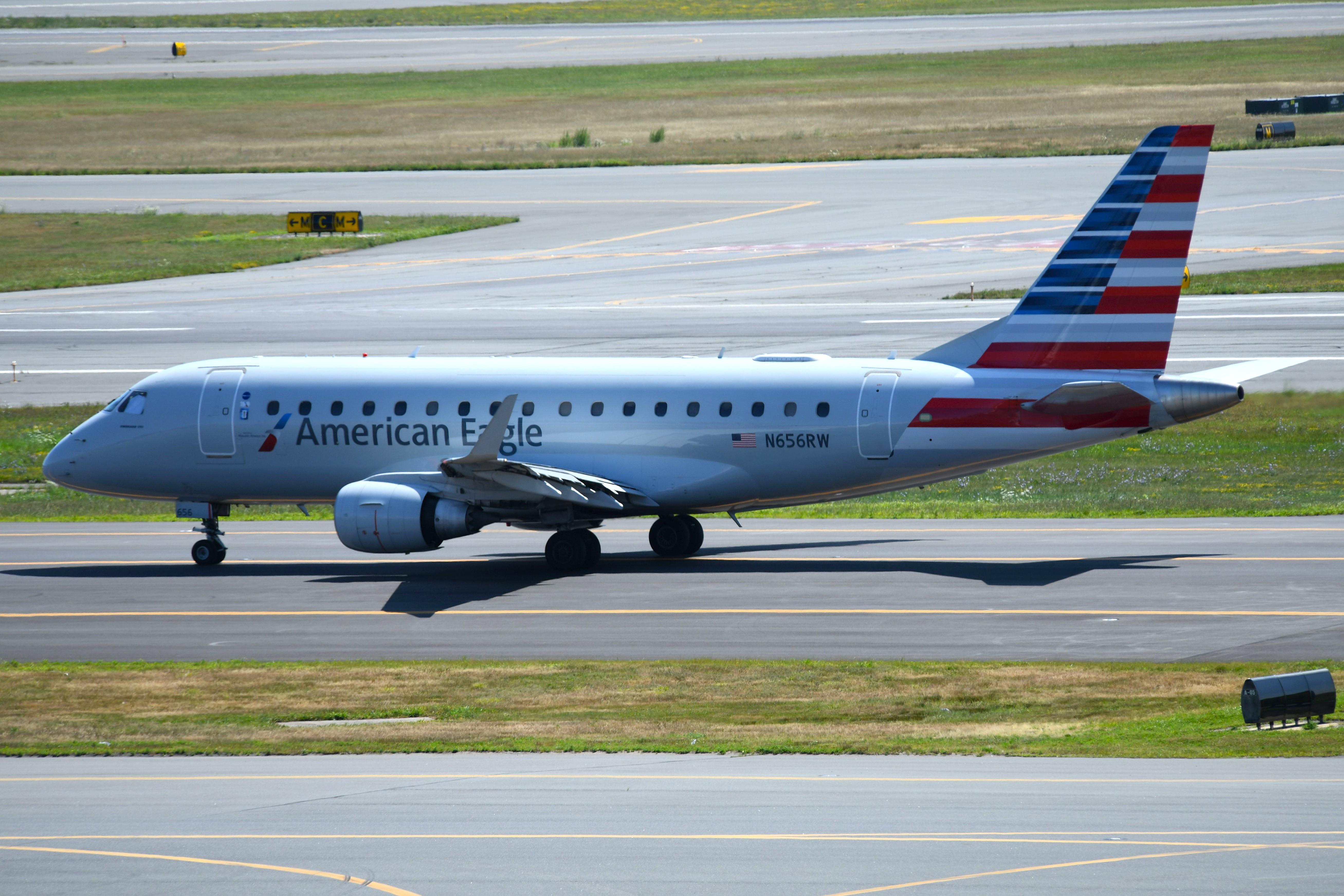 Aircraft N656RW, American Eagle ERJ170, at KBOS, photo by FerryPNL