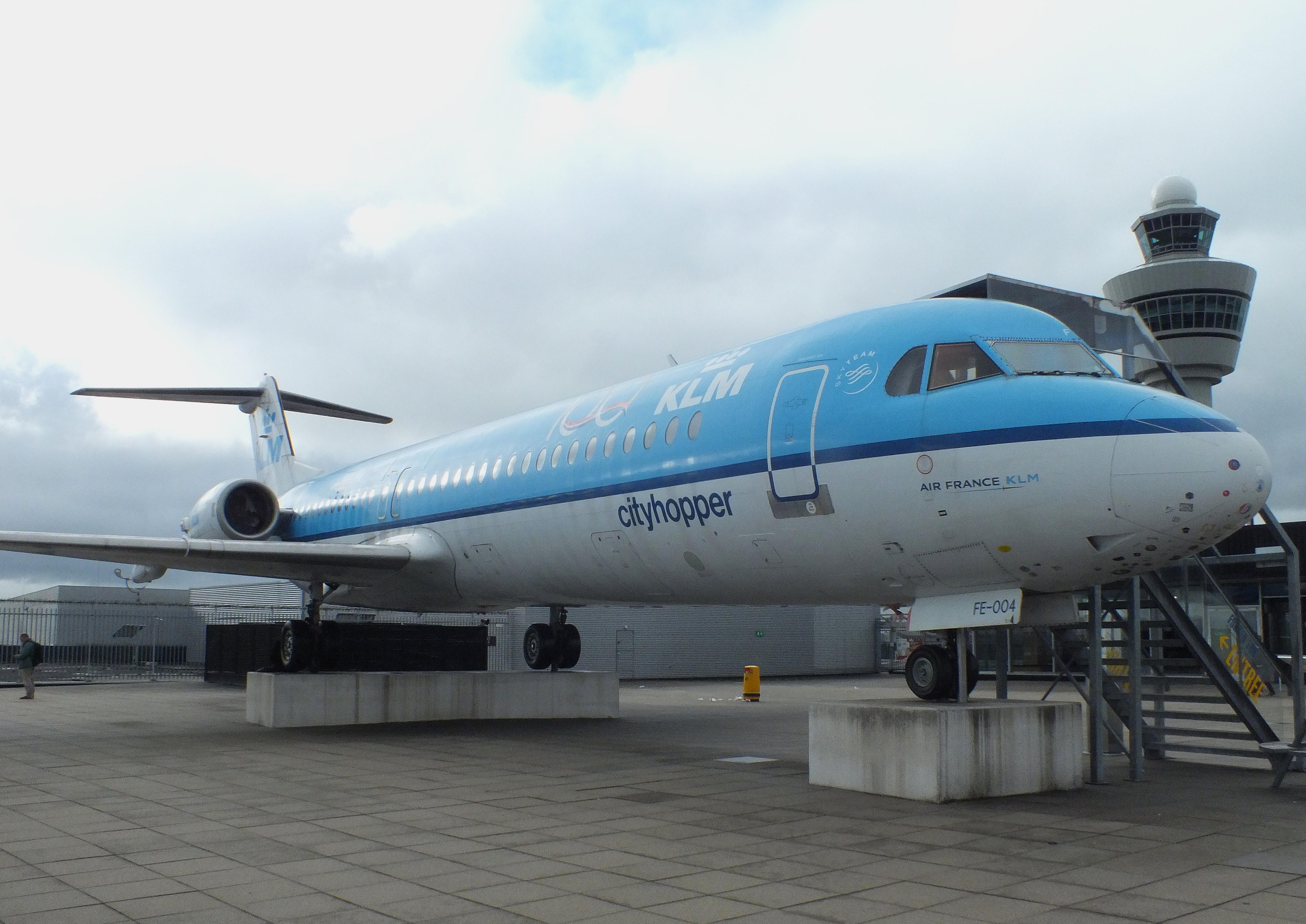 Aircraft PH-OFE, Fokker 100 preserved at Schiphol airport AMS, photo by iwarnecke