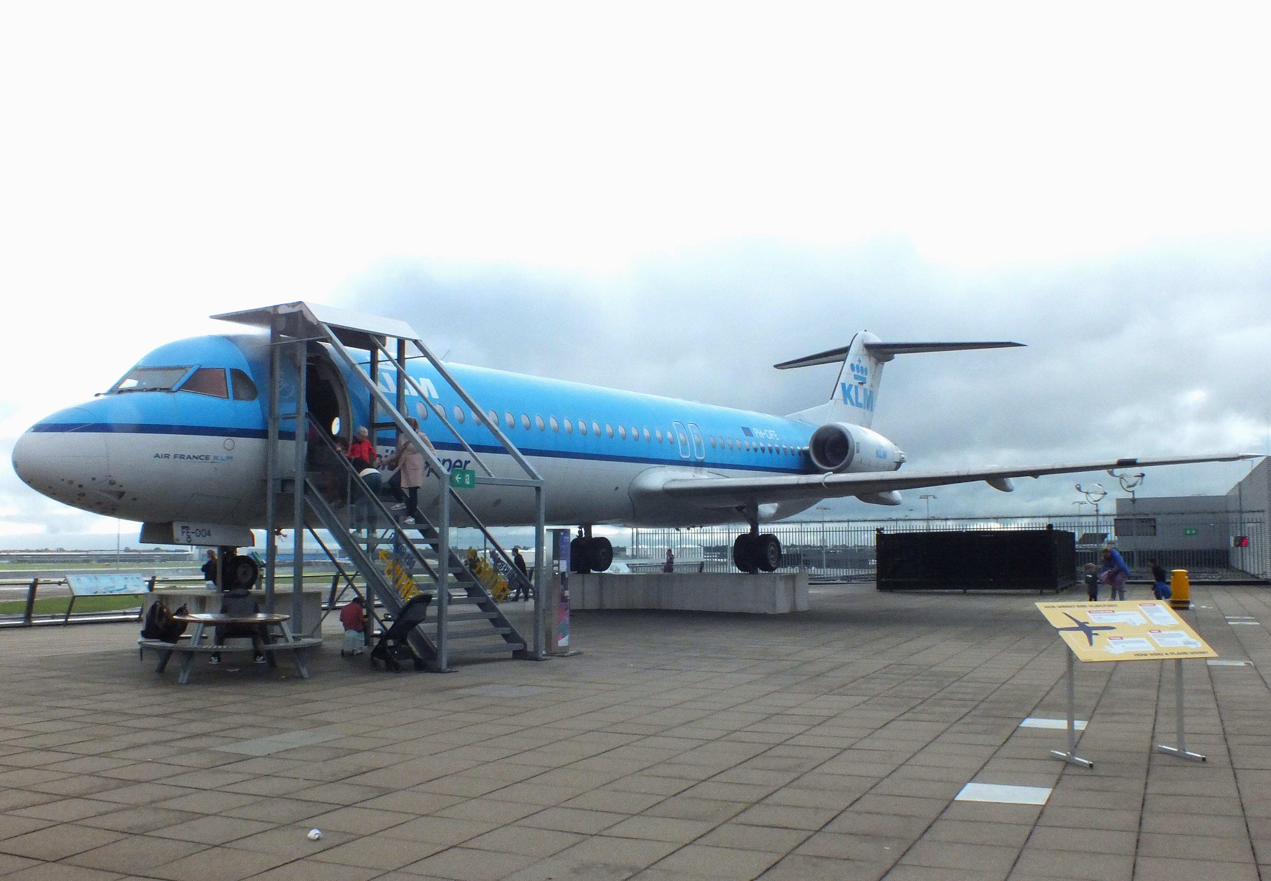 Aircraft PH-OFE, Fokker 100 preserved at Schiphol airport AMS, photo by iwarnecke