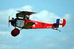 Aircraft OK-RUD07, Nieuport 11 Replica (OK-RUD07 / N124DS) during a simulated dogfight at the Hradec Kralove Airshow 2026, at LKHK, photo by ReinhardJost