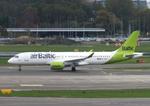 Aircraft YL-ABJ, Airbus A220-300 of airBaltic at Amsterdam Schiphol airport, at EHAM, photo by iwarnecke