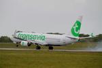 Aircraft F-GZHR, Boeing 737-8K2, Landing rwy 25L, Brest-Bretagne Airport (LFRB-BES), photo by Yves-Q