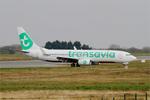 Aircraft F-HTVA, Boeing 737-8K2, Taxiing to boarding ramp, Brest-Bretagne airport (LFRB-BES), at LFRB, photo by Yves-Q