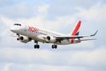 Aircraft F-HBLD, Embraer 190LR, On final rwy 25L, Brest-Bretagne Airport (LFRB-BES), at LFRB, photo by Yves-Q