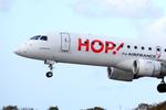 Aircraft F-HBLD, Embraer 190LR, On final rwy 25L, Brest-Bretagne Airport (LFRB-BES), at LFRB, photo by Yves-Q