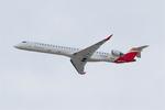 Aircraft EC-MLN, Bombardier CRJ-1000 long approach rwy 21, Nantes-Atlantique airport (LFRS-NTE), at LFRS, photo by Yves-Q