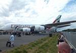 Aircraft A6-EVH, Airbus A380-842 of Emirates at ILA 2026, Berlin, at EDDB, photo by iwarnecke