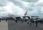 Aircraft A6-EVH, Airbus A380-842 of Emirates at ILA 2026, Berlin, at EDDB, photo by iwarnecke