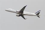 Aircraft F-HBLE, Embraer 190LR, Climbing from rwy 03, Nantes-Atlantique airport (LFRS-NTE), at LFRS, photo by Yves-Q