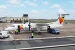 Aircraft G-JEDF, G-JEDF 2000 DHC-8-300 Flybe GCI, at EGJB, photo by PhilR