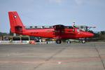 Aircraft VP-FAZ, Twin-Otter of the British Antarctic Survey on wheels only and with special tools over the nose at Duxford, UK, at EGSU, photo by ReinhardJost
