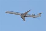 Aircraft EC-OTG, Bombardier CRJ-1000, Climbing from rwy 03, Nantes-Atlantique airport (LFRS-NTE), at LFRS, photo by Yves-Q