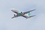 Aircraft F-HTVF, Boeing 737-8K2, long approach rwy 21, Nantes-Atlantique airport (LFRS-NTE), at LFRS, photo by Yves-Q