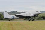 Aircraft F-AZOX, Douglas DC-3C-S1C3G, Taxiing rwy 22, Morlaix-Ploujean airport (LFRU-MXN), at LFRU, photo by Yves-Q