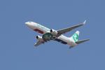 Aircraft F-HUYB, Boeing 737-8JP, Climbing from rwy 03, Nantes-Atlantique airport (LFRS-NTE), at LFRS, photo by Yves-Q