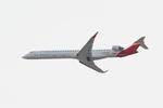 Aircraft EC-MLN, Bombardier CRJ-1000 long approach rwy 21, Nantes-Atlantique airport (LFRS-NTE), at LFRS, photo by Yves-Q