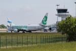 Aircraft F-HUYB, Boeing 737-8JP, Push back, Brest-Bretagne airport (LFRB-BES), at LFRB, photo by Yves-Q