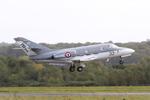 Aircraft 32, Dassault Falcon 10MER, On final rwy 22, Morlaix-Ploujean airport (LFRU-MXN), at LFRU, photo by Yves-Q