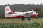 Aircraft F-AYKM, Grumman Conair S-2T Turbo Firecat, Landing rwy 22, Morlaix-Ploujean airport (LFRU-MXN), at LFRU, photo by Yves-Q