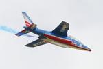 Aircraft F-UGFO, Dassault -Dornier Alpha jet , Leader of Patrouille de France 2026, On display, Morlaix-Ploujean airport (LFRU-MXN), at LFRU, photo by Yves-Q