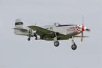 Aircraft G-MRLL, North American P-51D Mustang, On final rwy 22, Morlaix-Ploujean airport (LFRU-MXN), at LFRU, photo by Yves-Q