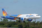 Aircraft N210NV, Allegiant 3183 arrives at Southwest Florida International Airport following flight from Appleton International Airport, at KRSW, photo by Suncoast Spotter
