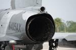 Aircraft N405AX, A F-21 Kfir C2 sits on the Private Sky ramp at Southwest Florida International Airport, at KRSW, photo by Suncoast Spotter