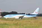 Aircraft OO-JAU, Boeing 737-8K5, Taxiing to holding point rwy 07R, Brest-Bretagne Airport (LFRB-BES), at LFRB, photo by Yves-Q