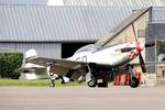 Aircraft G-MRLL, North American P-51D Mustang, Parked, Morlaix-Ploujean airport (LFRU-MXN), at LFRU, photo by Yves-Q