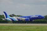 Aircraft N3304J, JetBlue 1165 arrives at Southwest Florida International Airport following flight from Boston-Logan International Airport, at KRSW, photo by Suncoast Spotter