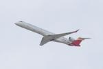 Aircraft EC-MLN, Bombardier CRJ-1000, Climbing from rwy 03, Nantes-Atlantique airport (LFRS-NTE), at LFRS, photo by Yves-Q