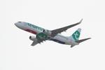 Aircraft F-HUYE, Boeing 737-8JP, Climbing from rwy 03, Nantes-Atlantique airport (LFRS-NTE), at LFRS, photo by Yves-Q