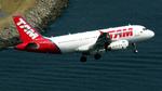 Aircraft PT-MZC, A319 of TAM Brasil turning final for Santos Dumont Airport, Rio de Janeiro, as seen from the Pao de Acucar, at SBRJ, photo by ReinhardJost