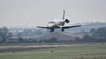 Aircraft 9H-ILB, 2010 Bombardier Challenger 850 arriving at Cotswold Airport, at EGBP, photo by Mike_Y