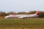 Aircraft F-GUBC, Embraer ERJ-145LR, Take offrun rwy 25L, Brest-Bretagne airport (LFRB-BES), at LFRB, photo by Yves-Q