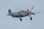 Aircraft G-MRLL, North American P-51D Mustang, On final rwy 22, Morlaix-Ploujean airport (LFRU-MXN), at LFRU, photo by Yves-Q