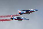 Aircraft E45, Dassault -Dornier Alpha jet , Athos 5 of Patrouille de France, On display, Morlaix-Ploujean airport (LFRU-MXN), at LFRU, photo by Yves-Q