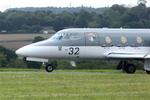 Aircraft 32, Dassault Falcon 10MER, Taxiing rwy 22, Morlaix-Ploujean airport (LFRU-MXN), at LFRU, photo by Yves-Q